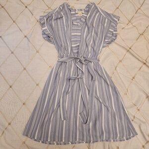 Monteau Striped Mini Dress in Blue and White